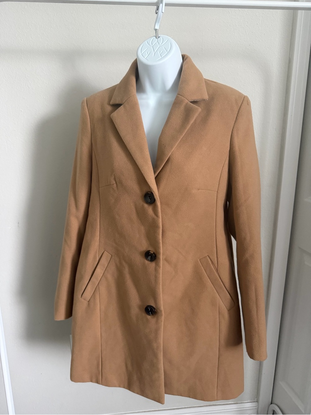 Marilyn and Me Women's Camel Single-Breasted Wool Blend Coat